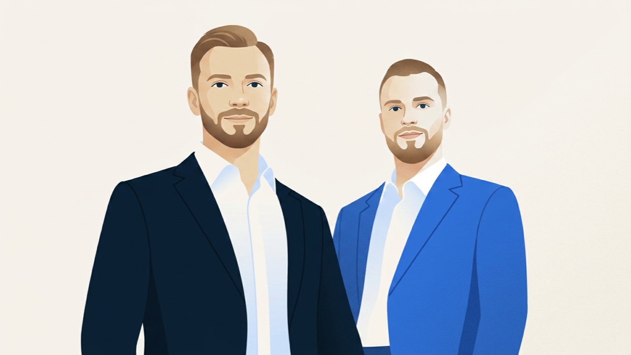 Marvin und Jakob, die beiden Gründer von YouFinance, als ruhige Illustration.